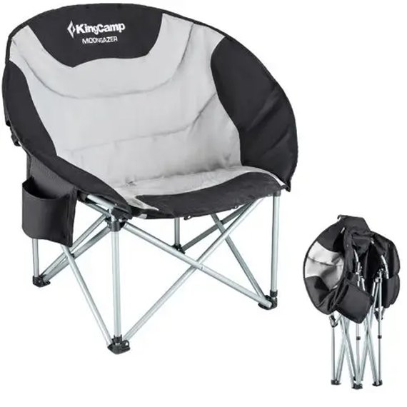Розкладне крісло KingCamp Moon Camping Chair with Cooler Black / grey KC3989, зображення 2