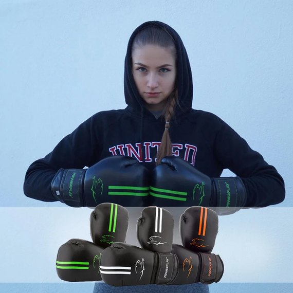 Боксерські рукавички PowerPlay 3016 Чорно-зелені 10 ун (PP_3016_10oz_Black/Green), Вага: 10 унцій, зображення 8