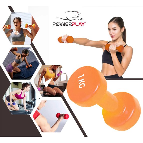 Гантель PowerPlay 4125 вінілова 1 кг (PP_4125_1kg), Вага: 1 кг, зображення 4
