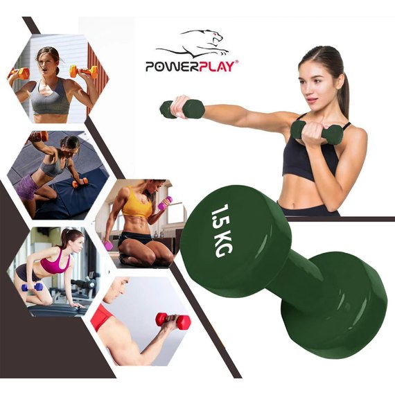 Гантель PowerPlay 4125 вінілова 1.5 кг (PP_4125_1.5kg), Вага: 1.5 кг, зображення 3
