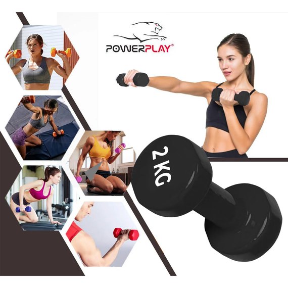 Гантель PowerPlay 4125 вінілова 2 кг (PP_4125_2kg), Вага: 2 кг, зображення 2
