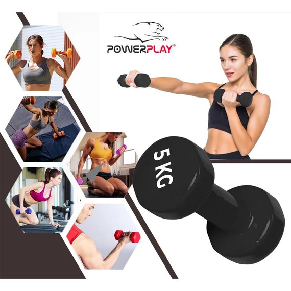 Гантель PowerPlay 4125 вінілова 5 кг (PP_4125_5kg), Вага: 5 кг, зображення 3