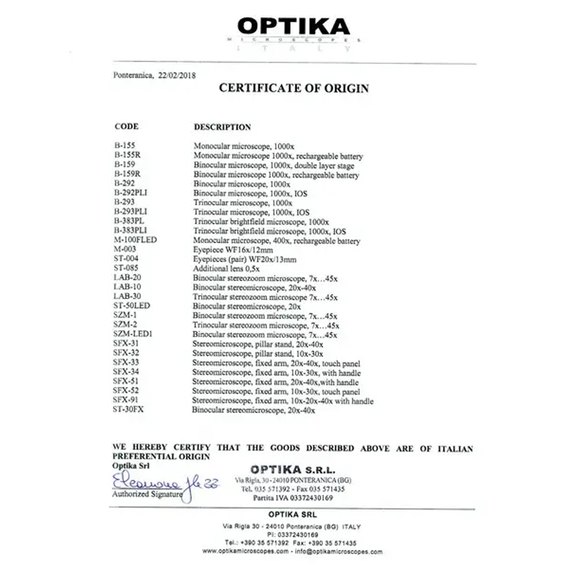 Мікроскоп Optika SFX-51 20x-40x Bino Stereo 925149, зображення 2