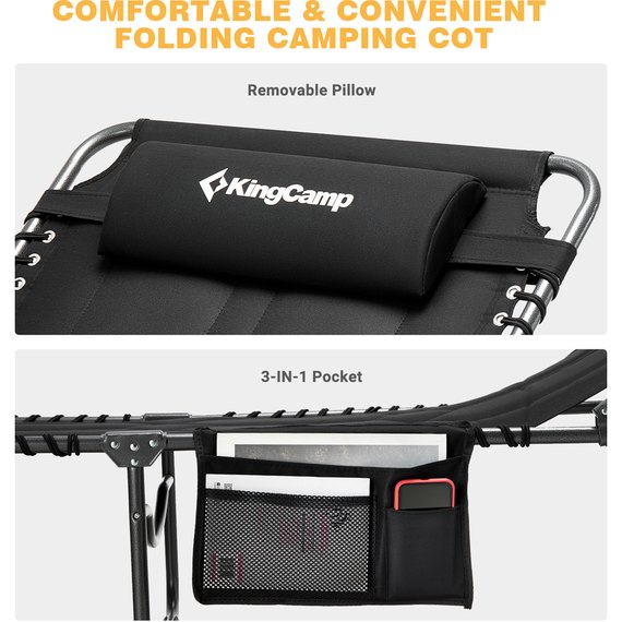 Раскладушка KingCamp Comfort Padded 3-Folding Camping Cot black KC2021, изображение 5