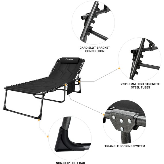 Раскладушка KingCamp Comfort Padded 3-Folding Camping Cot black KC2021, изображение 7