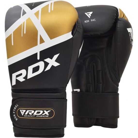 Боксерские перчатки RDX F7 Ego Black Golden 14 ун. (3073_40291), Вес: 14 унций, Цвет: Чёрный