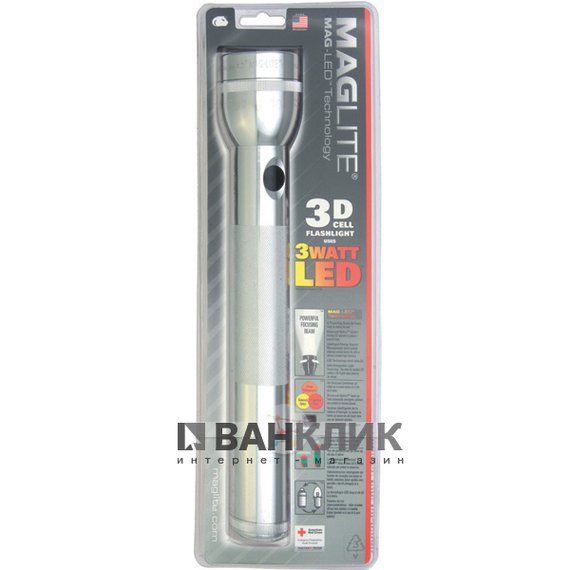 Фонарь Maglite 3D (серебристый) в блистере (S3D106R)