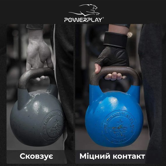 Рукавички для фітнесу PowerPlay 9076 чорні M (PP_9076_M_Black), Розмір: M, Колір: Чорний, зображення 3