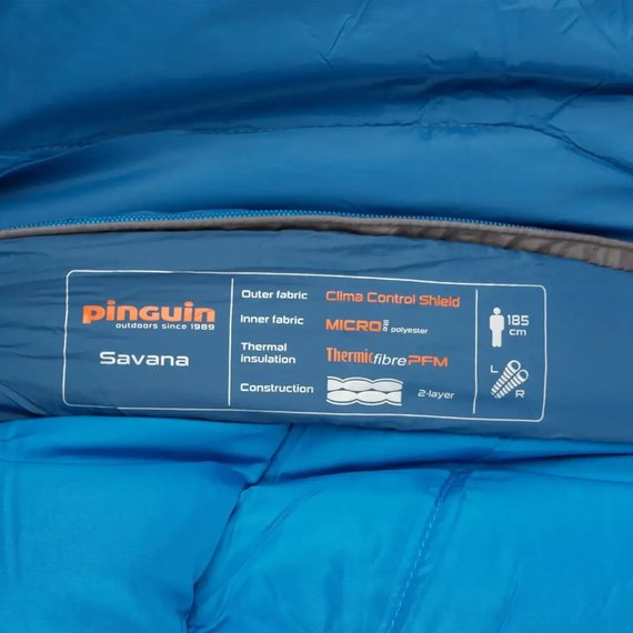 Спальний мішок Pinguin Savana (5/0 ° C), 195 см - Left Zip, Blue (236354), зображення 5