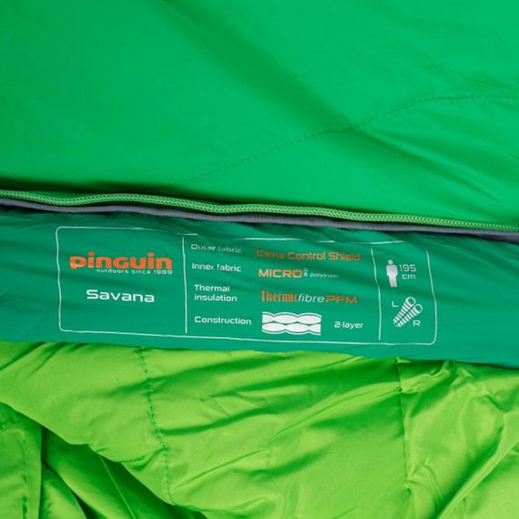 Спальний мішок Pinguin Savana (5/0 ° C), 195 см - Right Zip, Green (236446), зображення 5