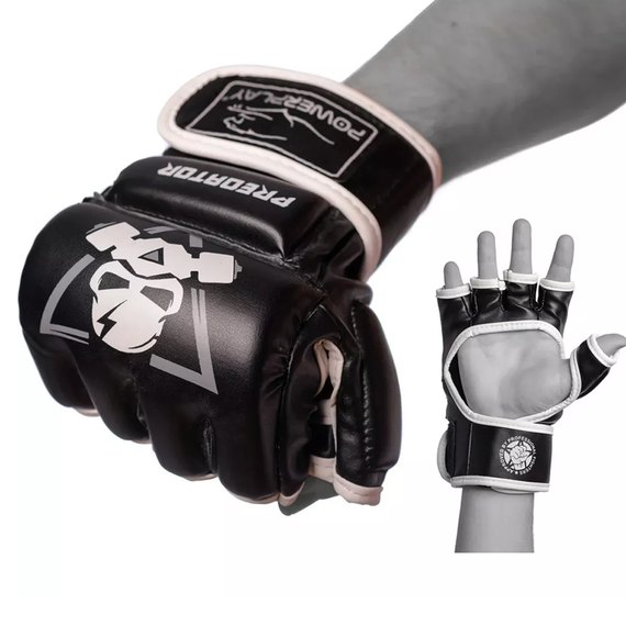 Рукавички MMA PowerPlay 3056 А чорно-білі M (PP_3056A_M_Black), Розмір: M