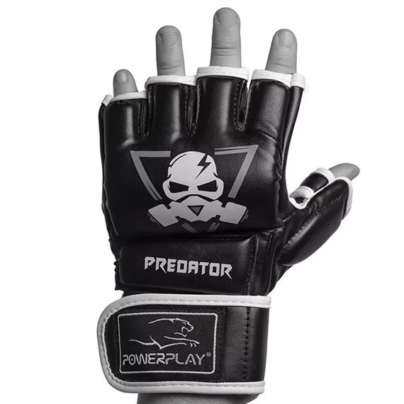 Рукавички MMA PowerPlay 3056 А чорно-білі M (PP_3056A_M_Black), Розмір: M, зображення 3
