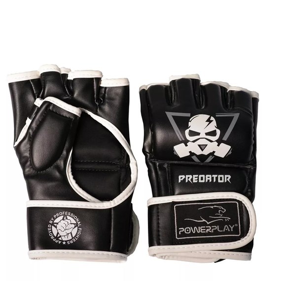 Рукавички MMA PowerPlay 3056 А чорно-білі M (PP_3056A_M_Black), Розмір: M, зображення 4
