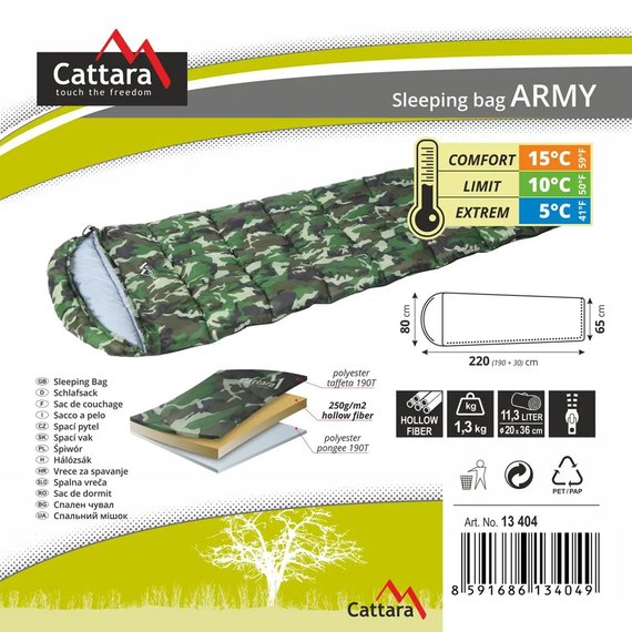 Cпальный мешок Cattara Army камуфляж 13404, изображение 5