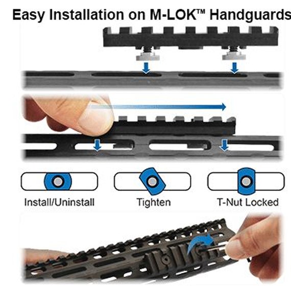 Планка Leapers M-LOK Picatinny, 8 слотов, 8 см black (MTURS09M), изображение 4