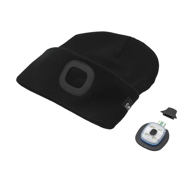 Шапка Cattara c LED-ліхтариком, USB зарядка чорна 14021, зображення 2