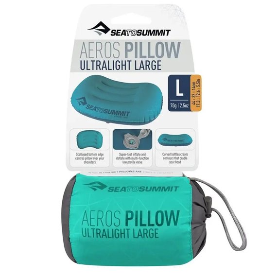Надувная подушка Sea to Summit Aeros Ultralight Pillow Aqua (STS APILULLAQ), Цвет: Голубой, Размеры: 14х44х32 см, изображение 2