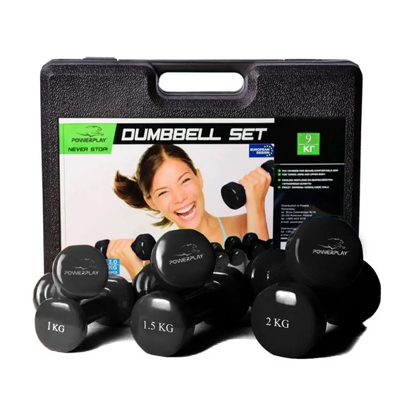 Набор гантелей в кейсе PowerPlay 4121 9 кг (PP_4121_9kg), Вес: 9 кг