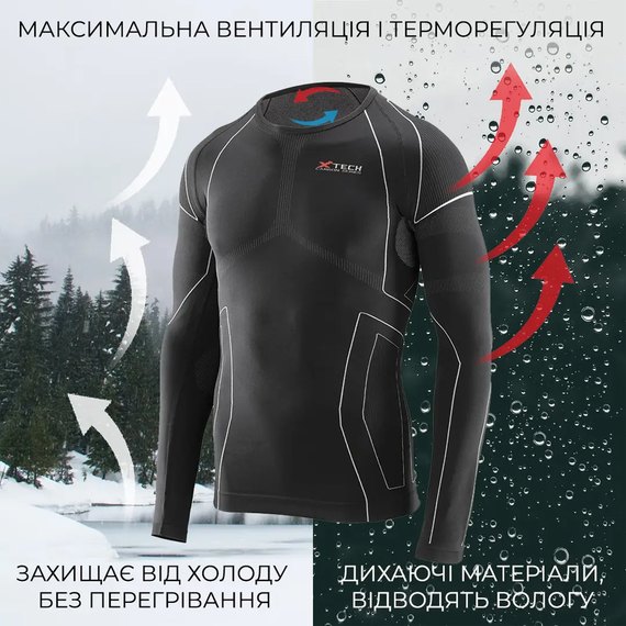 Термокофта X TECH Maglia Race 3 Munica Lunga giroc Nero L/XL Черная (Maglia_Race3_Giroc_L/XL), Размер: L/XL, изображение 4