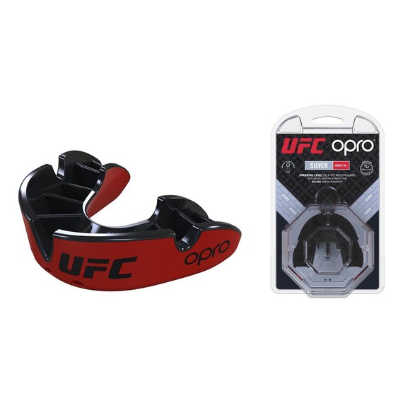 Капа для боксу OPRO Silver UFC Hologram Red/Black (art.002259001), зображення 2