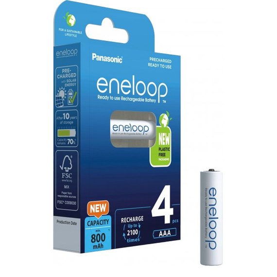 Аккумуляторная батарея Panasonic Eneloop AAA 800 4BP mAh NI-MH (BK-4MCDE/4BE), изображение 3