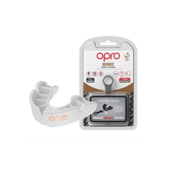 Капа для боксу OPRO Bronze (вік до 10) White (art.102501004)