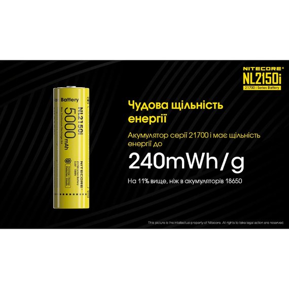 Аккумулятор 21700 Nitecore 5000 mAh NL2150i (6-1379_50i), изображение 4