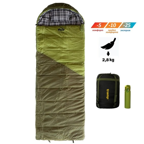 Спальный мешок Tramp Kingwood Long одеяло правый темно-оливковый/серый 230/100 UTRS-053R-L, изображение 2