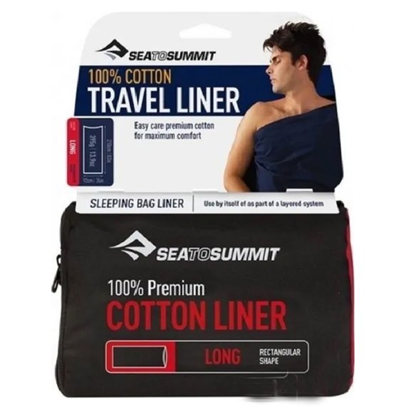 Вкладыш для спального мешка Sea to Summit Premium Cotton Travel Liner, 225 см, Navy Blue (STS ALONGOSNB), изображение 3