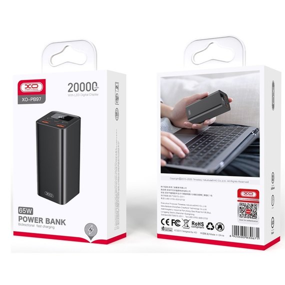 Повербанк XO PB97 20000 mAh PD65W for laptop Black (6848771), зображення 4