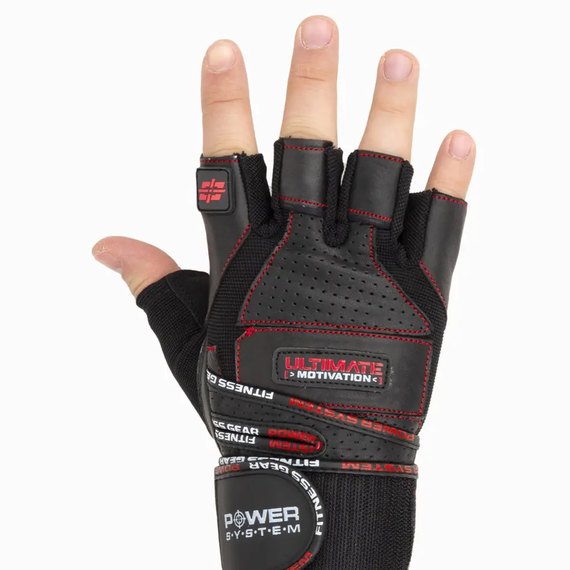 Перчатки для фитнеса Power System Ultimate Motivation PS-2810 Black Red Line XL (PS_2810_XL_Black/Red), Размер: XL, Цвет: Чёрный/Красный, изображение 3