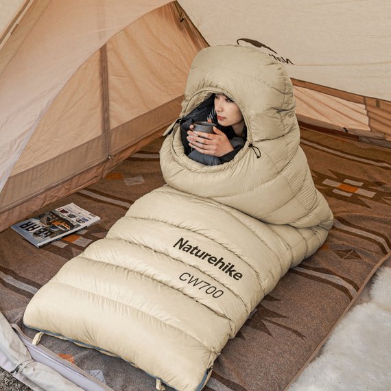 Спальный мешок Naturehike CW 700 NH22YD001 с натуральным пухом хаки (6927595700006), изображение 3