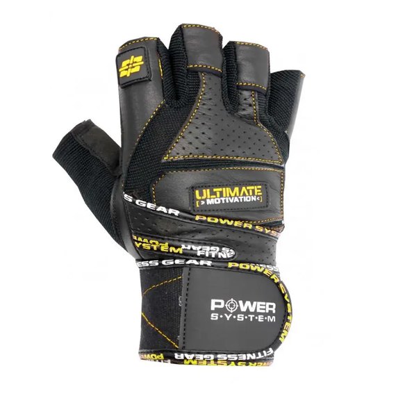 Рукавички для фітнесу Power System Ultimate Motivation PS-2810 Black Yellow Line M (PS_2810_M_Black/Yellow), Розмір: M, Колір: Чорний/Жовтий, зображення 2