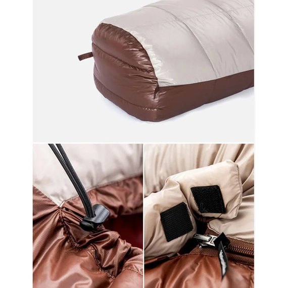 Спальный мешок Naturehike Snowbird NH20YD001 с натуральным пухом, L, коричневый (6927595761298), Вес, г: 1050, изображение 7