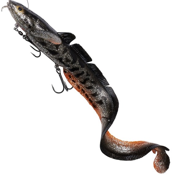 Силикон Savage Gear 3D Line Thru Burbot FS 360mm 216.0g Black Silver Orange (поштучно) 72393, Цвет : Black Silver Orange