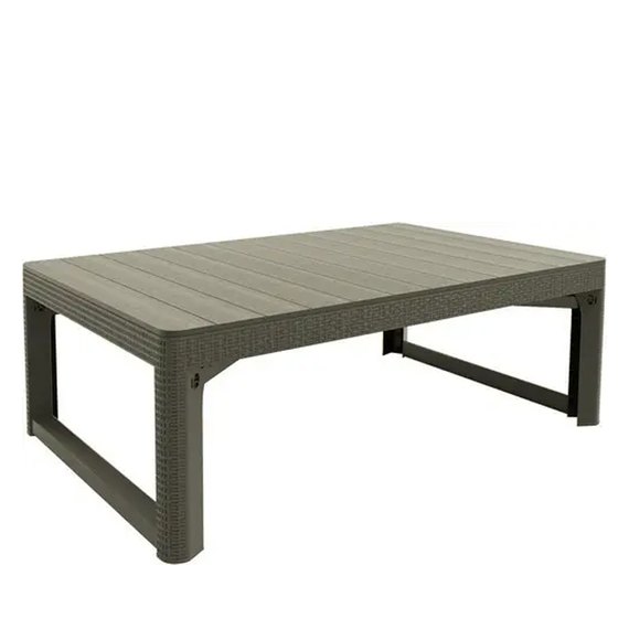 Стол для сада пластиковый Keter Lyon rattan table бежевый (8711245143453), Цвет : Бежевый, изображение 2