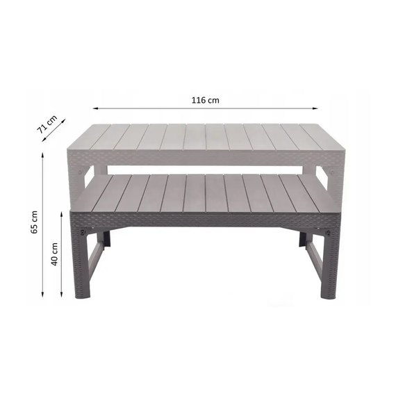 Стол для сада пластиковый Keter Lyon rattan table бежевый (8711245143453), Цвет : Бежевый, изображение 3