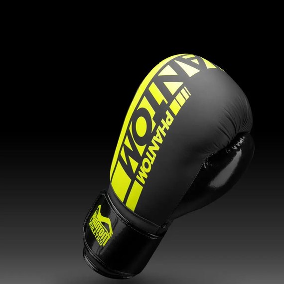 Боксерские перчатки Phantom APEX Elastic Neon Black/Yellow 14 унций (PHBG2300-14), Вес: 14 унций, Цвет: Чёрный/Жёлтый, изображение 2
