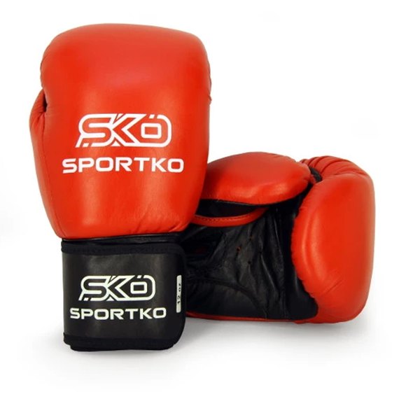Боксерские перчатки Sportko 10oz ФБУ красные ПК1 10oz, Вес: 10 унций, Цвет: Красный