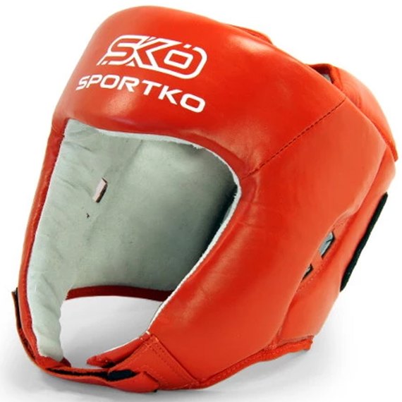 Боксерский шлем Sportko кожа M красный ФБУ, Размер: M, Цвет: Красный