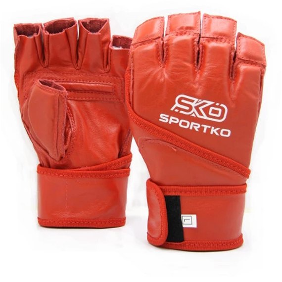 Перчатки с открытыми пальцами Sportko красные M Перч ПК4, Размер: M, Цвет: Красный