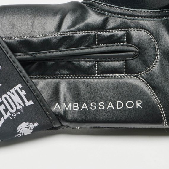 Боксерські рукавички Leone Ambassador Black 10 ун. (3348_500190), Вага: 10 унцій, Колір: Чорний, зображення 8