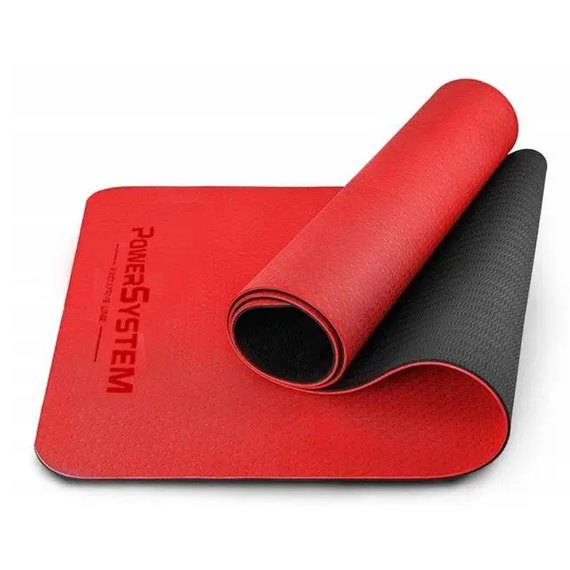 Коврик для йоги и фитнеса Power System PS-4060 TPE Yoga Mat Premium 183х61х0,6см красный (4060RD-0), Цвет : Красный, изображение 4