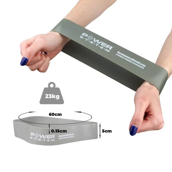Фітнес-резинка Power System Flex Loop Strong Grey 23 кг (PS_4063_Grey), Навантаження: 23 кг, зображення 2
