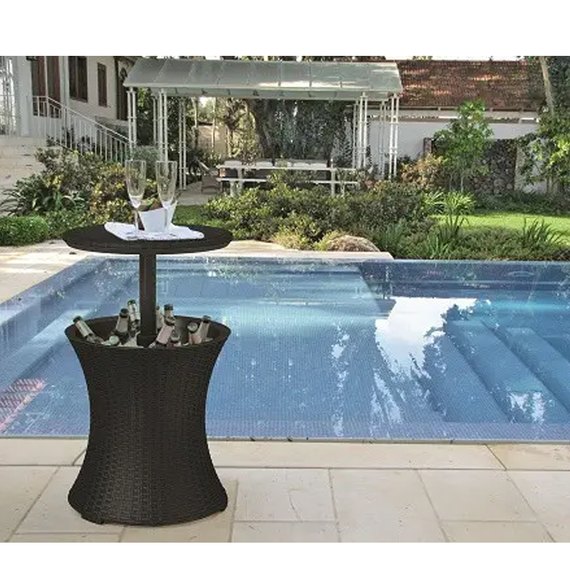 Стол - бар пластиковый Keter Cool Bar Rattan коричневый (7290005828386), Цвет : Коричневый, изображение 4