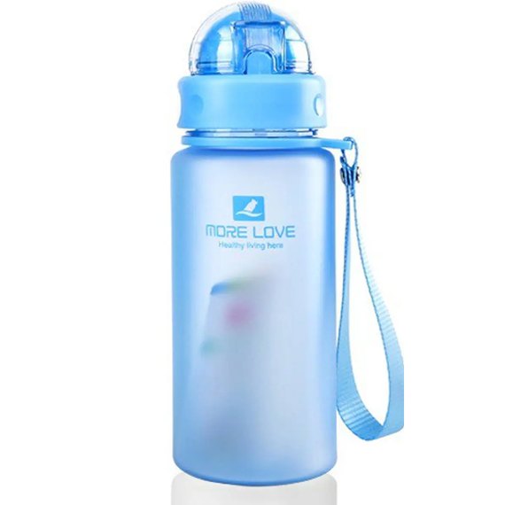 Бутылка для воды Casno 400 мл MX-5028 More Love Голубая с соломинкой (MX-5028_Blue), Цвет: Blue