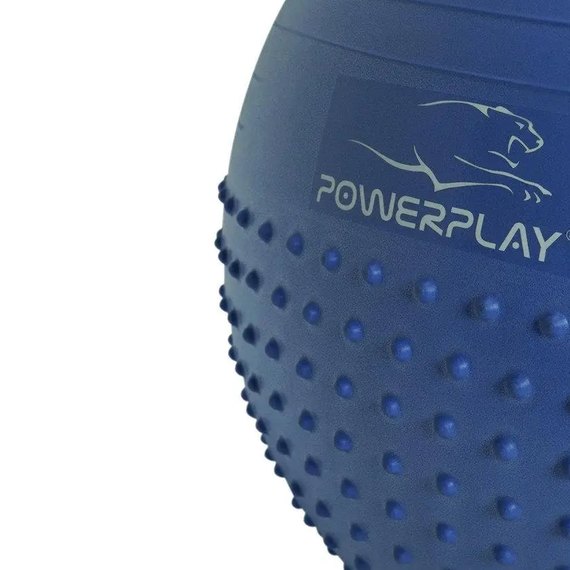 М'яч для фітнесу (фітбол) напівмасажний PowerPlay 4003 Ø65 cm Gymball Синій + насос (PP_4003_65_Blue), Колір: Синій, зображення 2