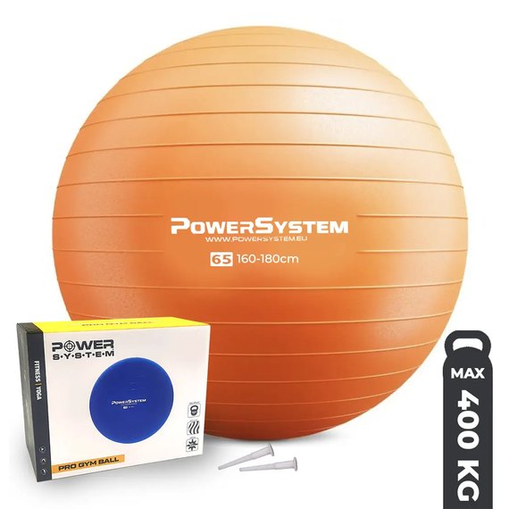 Мяч для фитнеса (фитбол) Power System PS-4012 Ø65 cm PRO Gymball Orange (PS-4012_65cm_Orange), Цвет : Оранжевый