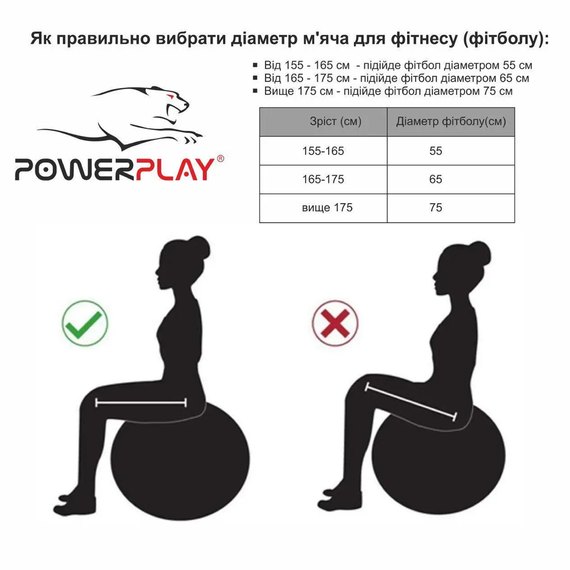 М'яч для фітнесу (фітбол) PowerPlay 4001 Ø65 cm Gymball Ліловий + насос (PP_4001_65_Lilac), Колір: Ліловий, зображення 5