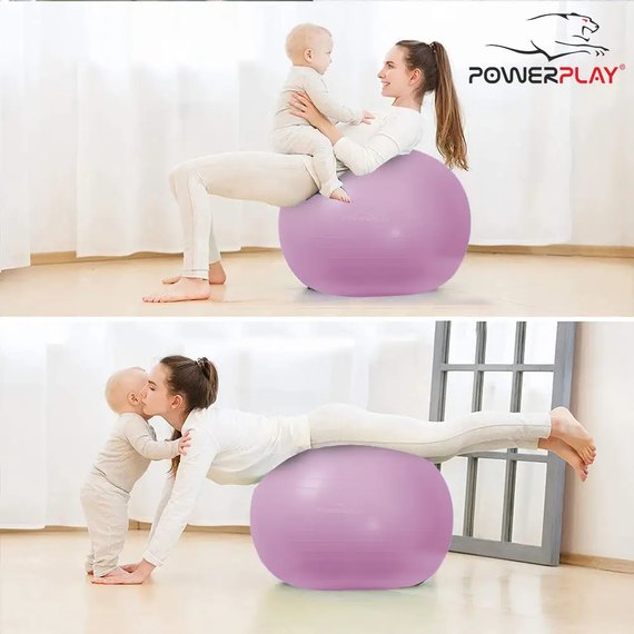 М'яч для фітнесу (фітбол) PowerPlay 4001 Ø65 cm Gymball Ліловий + насос (PP_4001_65_Lilac), Колір: Ліловий, зображення 7